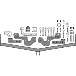 99024-A MOTODOR Фаркоп с оцинкованным шаром на Chery Tiggo 9 2024-. Невидимый вырез в бампере. Тип шара: A. Нагрузки 1250/50 кг, масса фаркопа 17 кг (без электрики 