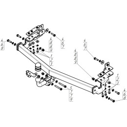 99024-A MOTODOR Фаркоп с оцинкованным шаром на Chery Tiggo 9 2024-. Невидимый вырез в бампере. Тип шара: A. Нагрузки 1250/50 кг, масса фаркопа 17 кг (без электрики 