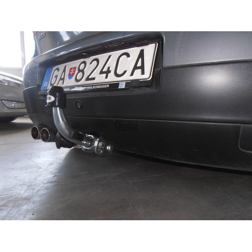 A038C GALIA Полностью оцинкованный фаркоп на Audi A3 2003-2008: хетчбек 3 двери, VW Golf V, VI, Plus хетчбек 3/5 дверей 2003-2008, 2008-2013 (2WD только). Тип шара: C (горизонтальный съемный). Подрезка бампера. Нагрузки: 1600/75 кг, масса фаркопа 15,37 кг