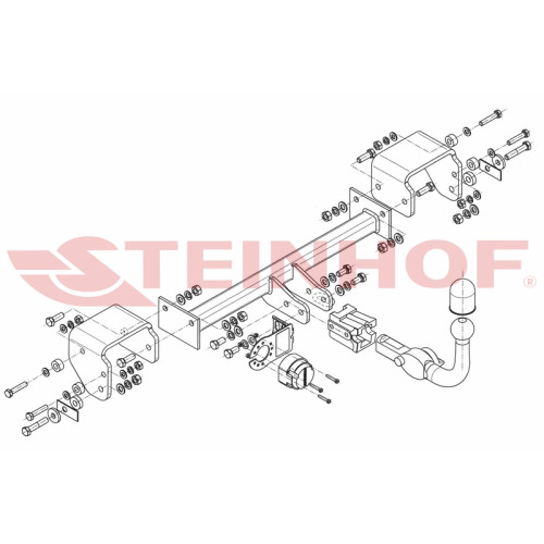 C-009 STEINHOF Фаркоп на Toyota Aygo 2005-2014 (требуется подрезка бампера), Peugeot 107 2005-2014 (без снятия и подрезки бампера), Citroen C1 2005-2014 (без снятия и подрезки бампера). Тип шара: AH (горизонтальное быстросъемное крепление шара на ключе). 