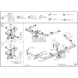 C028A GALIA Полностью оцинкованный фаркоп на Citroen Xsara хетчбек 1997-2004. Тип шара: A. Установка без снятия и выреза бампера. Нагрузки: 1100/70 кг, масса фар