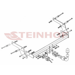 D-083 STEINHOF Фаркоп на Renault Sandero 2014-2022, Dacia Sandero 2013-2021. Требуется подрезка бампера. Тип шара: AH (горизонтальное быстросъемное крепление шара на ключ