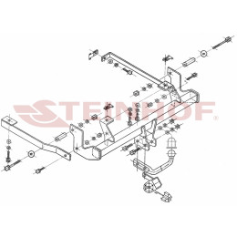 F-147 STEINHOF Фаркоп на Peugeot 807 2002-2014, FIAT Ulysse 2002-2011, Citroen C8 2002-2014, Lancia Phedra 2002-2010. Требуется подрезка бампера. Тип шара: A. Нагрузки: 1900/100 кг, масса фаркоп