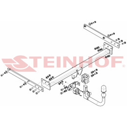 F-276 STEINHOF Фаркоп на Ford Kuga 2WD/4WD 2008-2013 без подрезки бампера. Тип шара: AV (вертикальное быстросъемное крепление шара на ключе). Нагрузки: 2100/105 кг, м