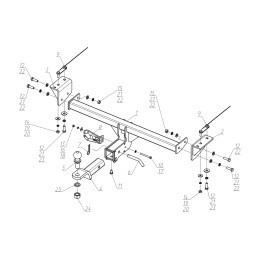 F.1912.002 BERG Фаркоп на Belgee X50 2023-, Geely Coolray 2020-2023, 2023-2025. Требуется подрезка бампера. Тип шара: E. Нагрузки: 1500/75 кг, масса фаркопа 16,6 кг (без электрики 