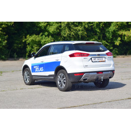GEA-18-991122.00 PT GROUP Фаркоп на Geely Atlas 2018-2021 без подрезки бампера. Тип шара: E (легкосъемный шар под квадрат). Нагрузки: 1500/75 кг, масса фаркопа 18,7 кг (бе