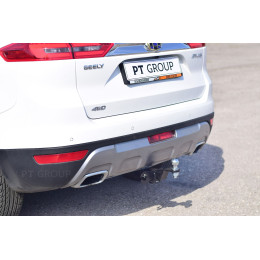 GEA-18-991122.00 PT GROUP Фаркоп на Geely Atlas 2018-2021 без подрезки бампера. Тип шара: E (легкосъемный шар под квадрат). Нагрузки: 1500/75 кг, масса фаркопа 18,7 кг (бе