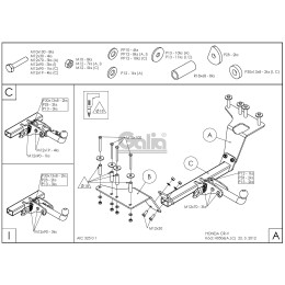 H050A GALIA Полностью оцинкованный фаркоп на Honda CR-V 2002-2007. Особенности: запасное колесо на задней двери. Тип шара: A. Установка без снятия и выреза 
