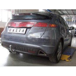 H082C GALIA Полностью оцинкованный фаркоп на Honda Civic хетчбек 5 дверей 2006-2012, 2 выхлопные трубы. Тип шара: C (горизонтальный съемный). Подрезка бампер