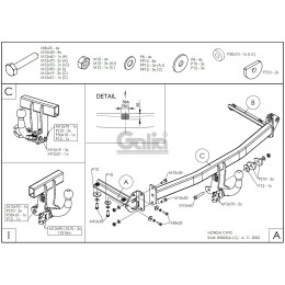 H082C GALIA Полностью оцинкованный фаркоп на Honda Civic хетчбек 5 дверей 2006-2012, 2 выхлопные трубы. Тип шара: C (горизонтальный съемный). Подрезка бампер