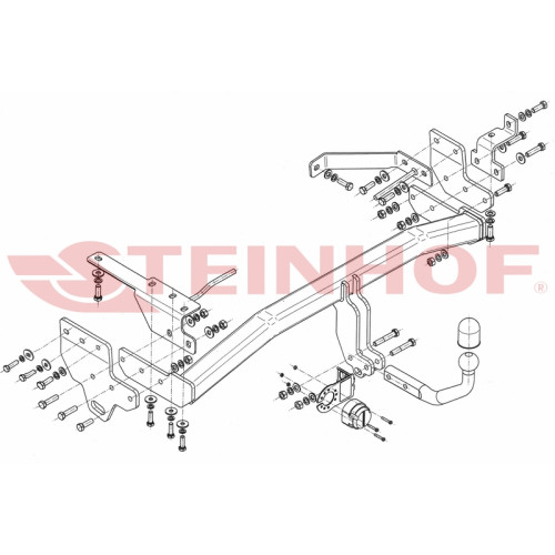 I-026 STEINHOF Фаркоп на Infiniti QX70 2014-2017, Infiniti QX50 2014-2018, Infiniti FX 2009-2014, Infiniti EX 2008-2014. Требуется подрезка бампера. Тип шара: A. Нагрузки: 2200/100 кг, масса фаркопа 27,95 кг (без электрики в комплекте)