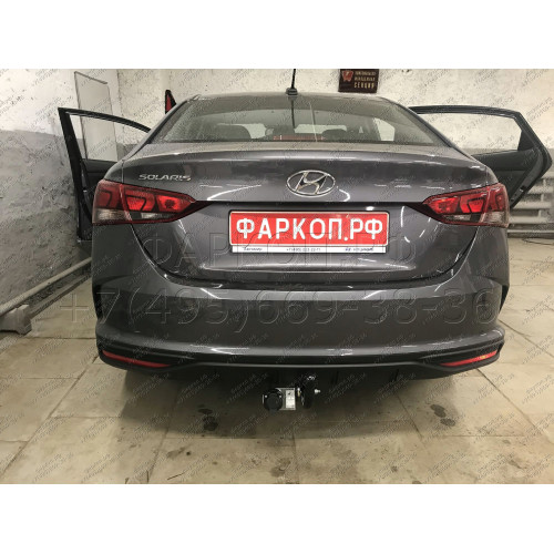 H228-A Лидер-плюс ТСУ для Hyundai Solaris 2 седан 2017-2022, Kia Rio 4 седан 2017-2020 без снятия и выреза бампера. Нагрузки: 1200/75 кг, масса фаркопа 14,1 кг (без электрики в комплекте)