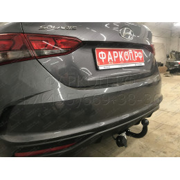 H228-A Лидер-плюс ТСУ для Hyundai Solaris 2 седан 2017-2022, Kia Rio 4 седан 2017-2020 без снятия и выреза бампера. Нагрузки: 1200/75 кг, масса фаркопа 14,1 кг (без электри