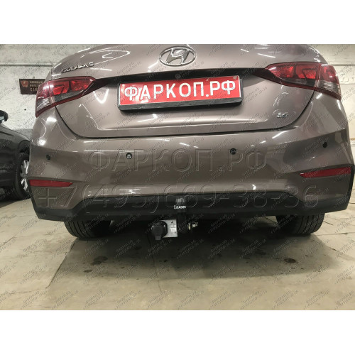 H228-A Лидер-плюс ТСУ для Hyundai Solaris 2 седан 2017-2022, Kia Rio 4 седан 2017-2020 без снятия и выреза бампера. Нагрузки: 1200/75 кг, масса фаркопа 14,1 кг (без электрики в комплекте)
