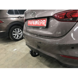 H228-A Лидер-плюс ТСУ для Hyundai Solaris 2 седан 2017-2022, Kia Rio 4 седан 2017-2020 без снятия и выреза бампера. Нагрузки: 1200/75 кг, масса фаркопа 14,1 кг (без электри