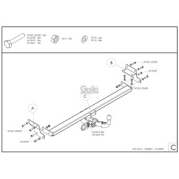 K034C GALIA Полностью оцинкованный фаркоп на Kia Soul 2008-2014. Тип шара: C (горизонтальный съемный). Установка без снятия и выреза бампера. Нагрузки: 1300/6
