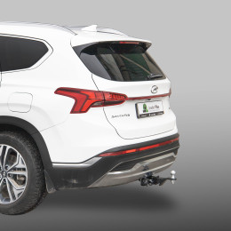 K132-E Лидер-плюс ТСУ для Hyundai Santa Fe 2021-2023 без снятия и выреза бампера. Тип шара: E. Нагрузки: 1500/100 кг, масса фаркопа 18,5 кг (без электрики в комплект