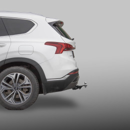 K132-E Лидер-плюс ТСУ для Hyundai Santa Fe 2021-2023 без снятия и выреза бампера. Тип шара: E. Нагрузки: 1500/100 кг, масса фаркопа 18,5 кг (без электрики в комплект
