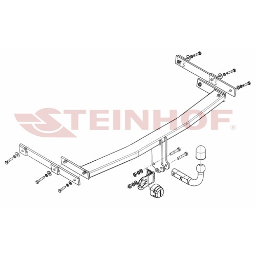 M-040 STEINHOF Фаркоп на Mazda 6 седан/хетчбек 5 дверей GH 2008-2013. Требуется подрезка бампера. Тип шара: A. Нагрузки: 1800/75 кг, масса фаркопа 18,4 кг (без электрики в комплекте)