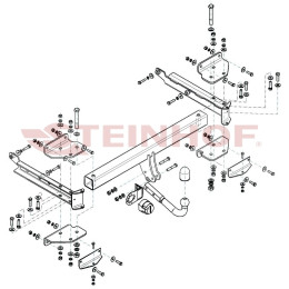M-128 STEINHOF Фаркоп на Mercedes GLE-Class w166 2015-2019, Mercedes ML-Class w166 2012-2015, Mercedes M-Class w164 2005-2012. Требуется подрезка бампера. Тип шара: A. Нагрузки: 3500/140 кг, масса фа