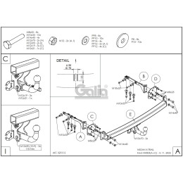 N050A GALIA Полностью оцинкованный фаркоп на Nissan X-Trail T31 2007-2014, исключая авто с парктроником. Тип шара: A. Подрезка бампера. Нагрузки: 2200/100 кг, масса