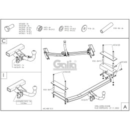 O009C GALIA Полностью оцинкованный фаркоп на Opel Astra G универсал 1998-2004. Тип шара: C (горизонтальный съемный). Установка без снятия и выреза бампера. 