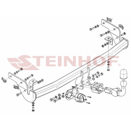 P-028 STEINHOF Фаркоп на Peugeot 207 хетчбек 3/5 дверей 2006-2012. Требуется подрезка бампера. Тип шара: AH (горизонтальное быстросъемное крепление шара на кл
