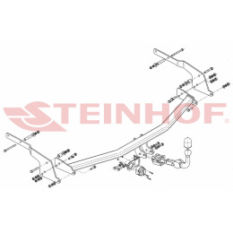 R-036 STEINHOF Фаркоп на Renault Espace 2002-2014, Renault Grand Espace 2003-2014 без подрезки бампера. Тип шара: AH (горизонтальное быстросъемное крепление шара на ключе). Н
