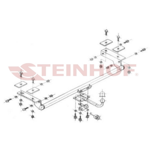 R-120 STEINHOF Фаркоп на Renault Symbol седан 1998-2008, 2008-2012 без снятия и подрезки бампера. Тип шара: H (сварное крепление шара). Нагрузки: 1200/75 кг, масса фаркопа 17,1 кг (без электрики в комплекте)