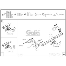 R073C GALIA Полностью оцинкованный фаркоп на Renault Laguna II универсал 2001-2008. Тип шара: C (горизонтальный съемный). Установка без снятия и выреза бампер