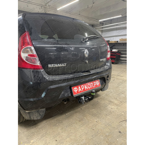 R107-A Лидер-плюс ТСУ для Renault Sandero хетчбек 2009-2014 без снятия и выреза бампера. Нагрузки: 1200/75 кг, масса фаркопа 20,5 кг (без электрики в комплекте)