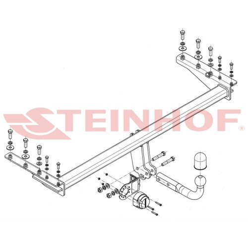 S-395 STEINHOF Фаркоп на Subaru Legacy Outback 1998-2004. Требуется подрезка бампера. Тип шара: A. Нагрузки: 1800/75 кг, масса фаркопа 16,2 кг (без электрики в комплекте)