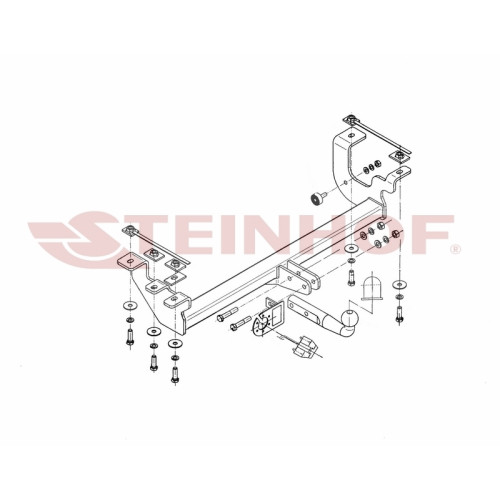 S-410 STEINHOF Фаркоп на Suzuki Jimny (SN) 01/1998-2018 без подрезки бампера. Тип шара: A. Нагрузки: 1400/85 кг, масса фаркопа 15,7 кг (без электрики в комплекте)
