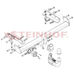 S-436 STEINHOF Фаркоп на Subaru Outback BT 2021-. Требуется подрезка бампера. Тип шара: AV (вертикальное быстросъемное крепление шара на ключе). Нагрузки: 2000/130