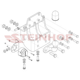 T-165 STEINHOF Фаркоп на Toyota Land Cruiser Prado 3 двери (J125) 2003-2009. Требуется подрезка бампера. Тип шара: F. Нагрузки: 2800/115 кг, масса фаркопа 10,1 кг (без электрик