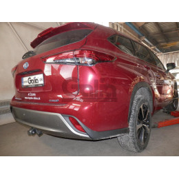 T077C GALIA Полностью оцинкованный фаркоп на Toyota Highlander 2021-. Тип шара: C (горизонтальный съемный). Без подрезки бампера. Нагрузки: 2200/100 кг, масса фар