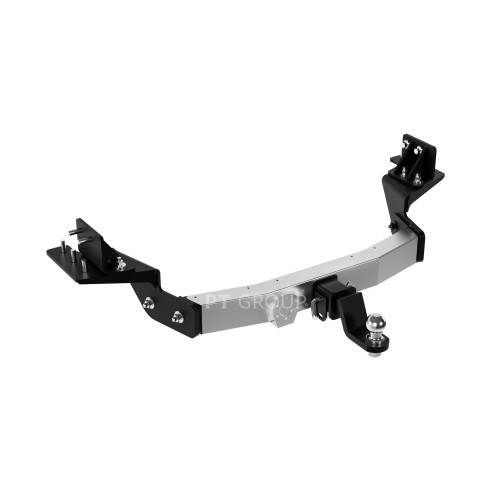 TFR-16-991124.00 PT GROUP Фаркоп с нержавеющей накладкой на Toyota Fortuner (дорестайлинг) 2016-2020 без подрезки бампера. Тип шара: E (легкосъемный шар под квадрат). Нагрузки: 3000/120 кг, масса фаркопа 23 кг (без электрики в комплекте)