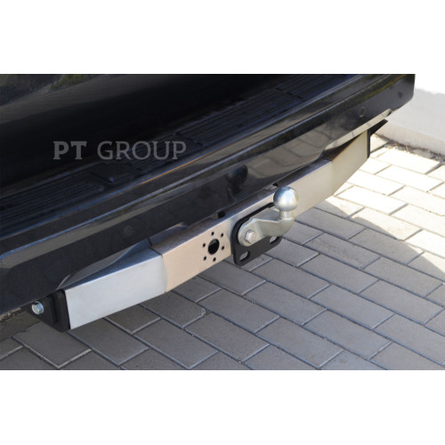 TPR-02-991024.00 PT GROUP Фаркоп с нержавеющей накладкой на Toyota Land Cruiser Prado J120 2003-2009, J150 2009-2023, Lexus GX 470 2003-2009, GX 460 2009-2023 без подрезки бампера. Тип шара: F. Нагрузки: 3500/130 кг, масса фаркопа 19 кг (без электрики в к