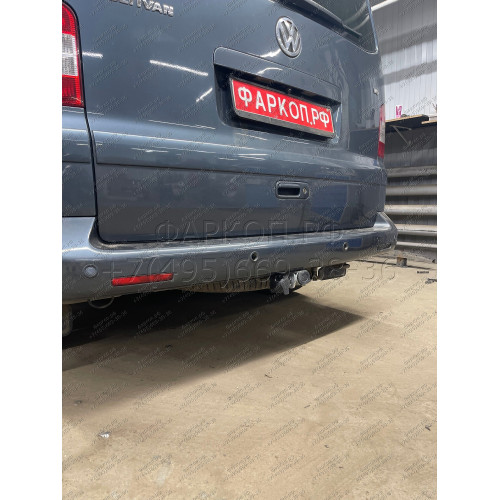V064C GALIA Полностью оцинкованный фаркоп на Volkswagen Transporter / Caravelle / Multivan T5 2003-2015, T6 2015-2024, включая 4WD, включая модели с парктрониками. Тип шара: C (горизонтальный съемный). Без выреза бампера. Нагрузки: 2800/120 кг, масса фарк
