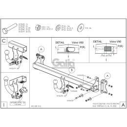 V089A GALIA Полностью оцинкованный фаркоп на Volvo S60 2019-, Volvo V60 2019-, Volvo S90 2016-, Volvo V90 2016-. Тип шара: A. Невидимый вырез бампера. Нагрузки: 2200/120 кг, масса ф