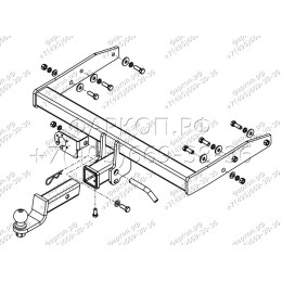 VW 36B AVTOS Фаркоп на Volkswagen Transporter/Caravelle/Multivan T5 фургон, микроавтобус 2003-2015, Volkswagen Transporter/Caravelle/Multivan T6 фургон, микроавтобус 2015-2024, в т.ч. авто с парктр