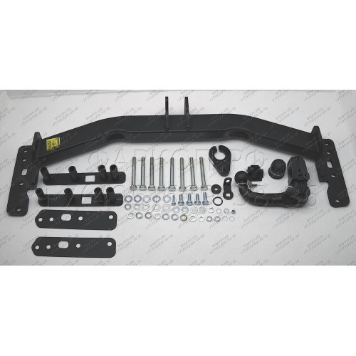 L-123 STEINHOF Фаркоп на Land Rover Discovery Sport L550 (с запасным колесом в багажнике) 2014-2019. Требуется подрезка бампера. Тип шара: AV (вертикальное быстросъемное крепление шара на ключе). Нагрузки: 2500/150 кг, масса фаркопа 28,5 кг (без электрики