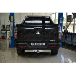 GWP-21-991124.00 PT GROUP Фаркоп оцинкованный с нержавеющей накладкой на Great Wall Poer 2021- без подрезки бампера. Тип шара: E (легкосъемный шар под квадрат). Н