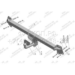 TY 17 AVTOS Фаркоп на Toyota Camry седан 2006-2011 без подрезки бампера. Тип шара: A. Нагрузки: 1800/80 кг, масса фаркопа 15,5 кг (без электрики в комплекте)