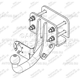 TY 27 AVTOS Фаркоп на Toyota Hilux 2011-2015 без подрезки бампера. Тип шара: A. Нагрузки: 1500/100 кг, масса фаркопа 12 кг (без электрики в комплекте)