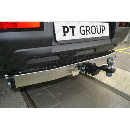NPA-22-991124.00 PT GROUP Фаркоп с нержавеющей накладкой на Nissan Pathfinder R53 2022- без подрезки бампера. Тип шара: E (легкосъемный шар под квадрат). Нагрузки: 2750/158 кг, масса фаркопа 18 кг (без электрики в комплекте)