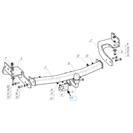 4172-A ORIS Фаркоп на Mitsubishi Pajero Sport 3 рестайлинг 2021- без выреза в бампере. Тип шара: A. Нагрузки: 2500/100 кг, масса фаркопа 24,1 кг (без электрики в комплек