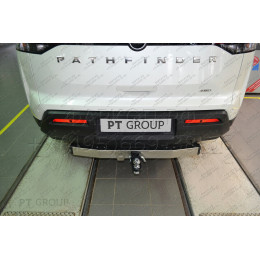 NPA-22-991124.00 PT GROUP Фаркоп с нержавеющей накладкой на Nissan Pathfinder R53 2022- без подрезки бампера. Тип шара: E (легкосъемный шар под квадрат). Нагрузки: 2750