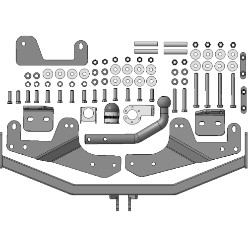 90912-A MOTODOR Фаркоп с оцинкованным шаром на Hyundai Starex 2008-2018, 2018-2023, Hyundai H1 2008-2018, 2018-2023. Необходима подрезка бампера. Тип шара: A. Нагрузки: 1500/100 кг, масса фаркопа 20,8 кг (без электрики в комплекте)