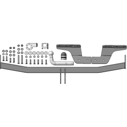 91009-A MOTODOR Фаркоп с оцинкованным шаром на Kia Carnival 2021- без выреза в бампере. Тип шара: A. Нагрузки 2000/100 кг, масса фаркопа 20,1 кг (без электрики в ком